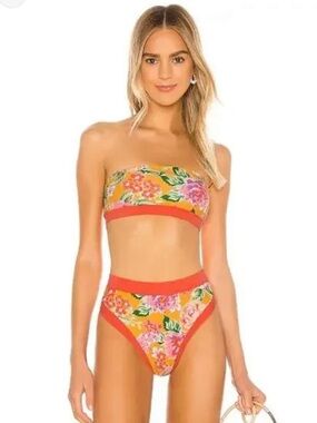 Lovers + Friends Floral Bandeau Bikini Set Size small